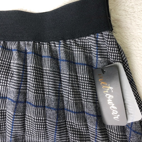 Metro Wear Blue Striped Pleated Midi Full Skirt Size M - Picture 4 of 10